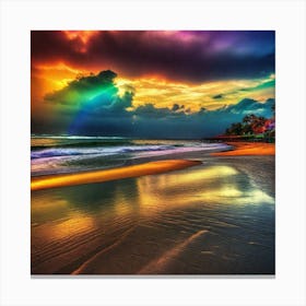 Rainbow On The Beach 1 Canvas Print