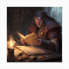 Wizard Reading A Book Canvas Print