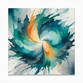 Abstract Swirl Of Blue And Orange Watercolor Paint Canvas Print