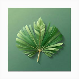 Green fan of palm leaves, Vector art 4 Canvas Print