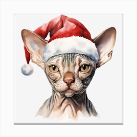 Sphynx Cat In Santa Hat 7 Canvas Print