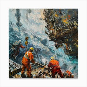 Oil Workers At Work Canvas Print