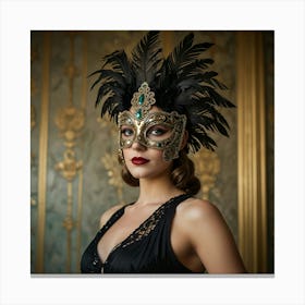 Beautiful Woman In A Masquerade Mask 1 Canvas Print