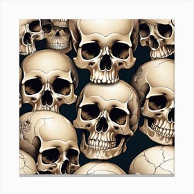 Skulls On Black Background 2 Canvas Print