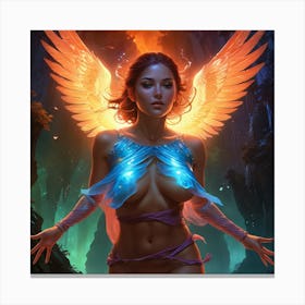Glowing Flying Girl Canvas Print