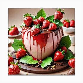 Create A 3d Strawberry Art Piece In The Style Of Loose And Fluid Forms The Scene Features Lively Nat 642735531 Canvas Print