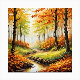 Forest In Autumn In Minimalist Style Square Composition 164 Canvas Print