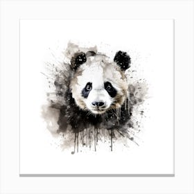 Panda Sketch With Ink Splash Effect 1 Canvas Print