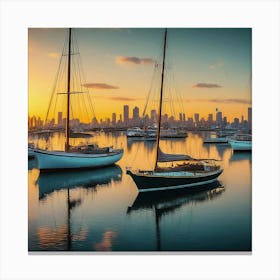 Sunset In Melbourne Canvas Print