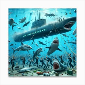 Sharks attack Canvas Print