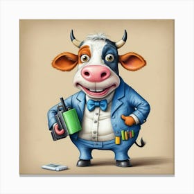 Cow In A Suit 10 Canvas Print