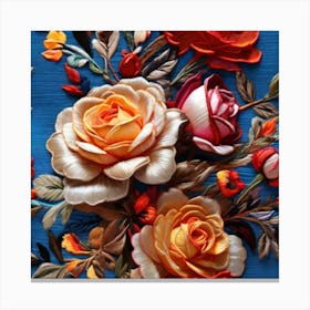 Embroidery Roses Canvas Print