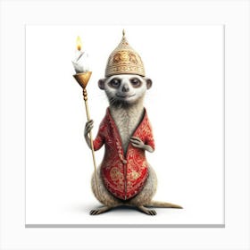 Meerkat Holding A Candle Canvas Print