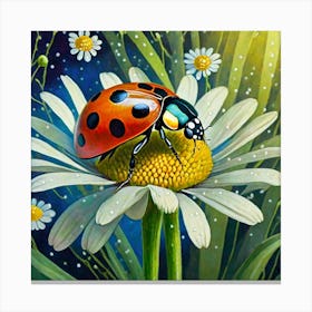 Ladybug On Daisy Canvas Print