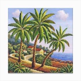 Palm Trees By The Sea Canvas Print