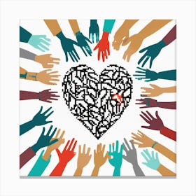 Many Hands Making A Heart Canvas Print