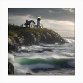 Lighthouse At Sunrise Landscape Canvas Print