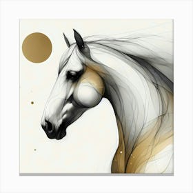 Creative Minimal Horse Head Illustration In Black And Gold 1 Canvas Print