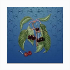 Vintage Hard Fleshed Cherry Botanical on Bahama Blue Pattern n.0212 Canvas Print