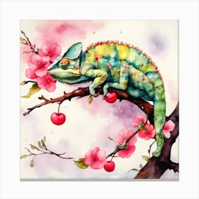 Chameleon On A Branch Canvas Print