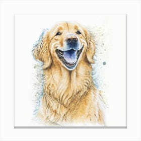 Golden Retriever Watercolor Painting  #cute #smiling_dog   #  Canvas Print