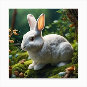 White Rabbit In The Forest 6 Canvas Print