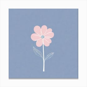 A White And Pink Flower In Minimalist Style Square Composition 338 Canvas Print