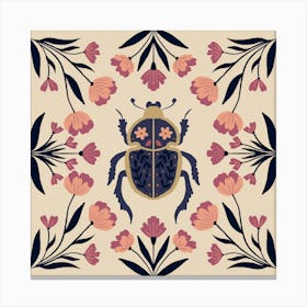 Beetle and flowers - autumn palette Canvas Print