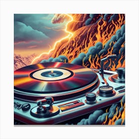 Turntable In Flames Canvas Print