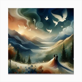 Couple In The Sky Canvas Print