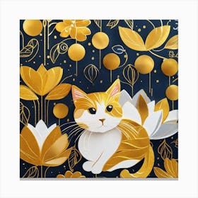 Cat With Flowers 1 Canvas Print