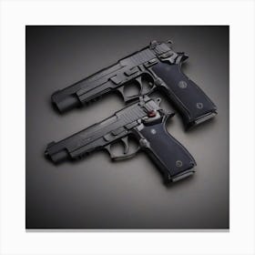 Two Pistols On A Black Background Canvas Print