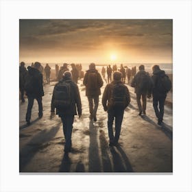 People Walking On The Beach 6 Canvas Print