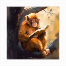 Monkey Reading A Book 1 Canvas Print