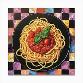 Spaghetti Tomato Sauce Pastel Checkerboard 3 Canvas Print