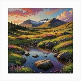 A Vibrant Colorful Illustration Of Ben Lawers I 0 Canvas Print