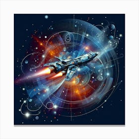 Spaceship In Space Canvas Print