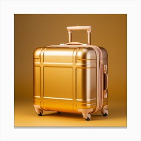Gold Suitcase On Yellow Background Canvas Print