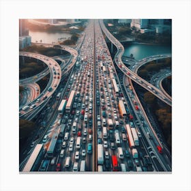 Traffic Jam In Singapore Canvas Print