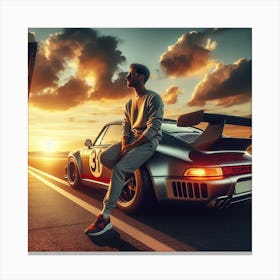 Porsche 911 At Sunset 1 Canvas Print
