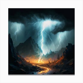 Impressive Lightning Strikes In A Strong Storm 11 Canvas Print