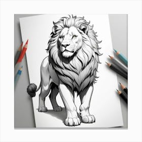 Lion Drawing Canvas Print