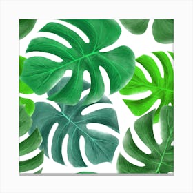 Tropical Greens Leaves Design Canvas Print