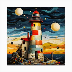 Lighthouse At Night 6 Canvas Print