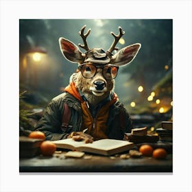 Deer In Glasses 5 Canvas Print