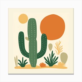 Rizwanakhan Simple Abstract Cactus Non Uniform Shapes Petrol 4 Canvas Print