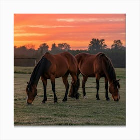 A Photo Of Horses Grazing On Grass In A 1mlpsow S52cks2 Q7e16g Mmyxtgtvs3we4ma2kskuoa Canvas Print