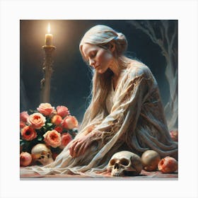 Woman With Skulls Canvas Print