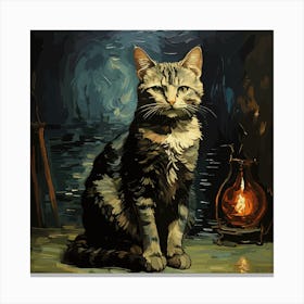 Cat At Night Canvas Print