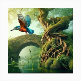 Kingfisher In The Forest 20 Canvas Print